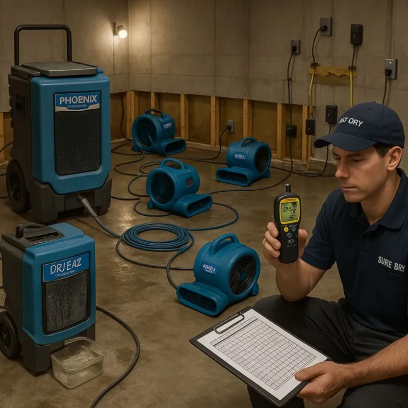 Structural Drying and Dehumidification process in Manawa, WI